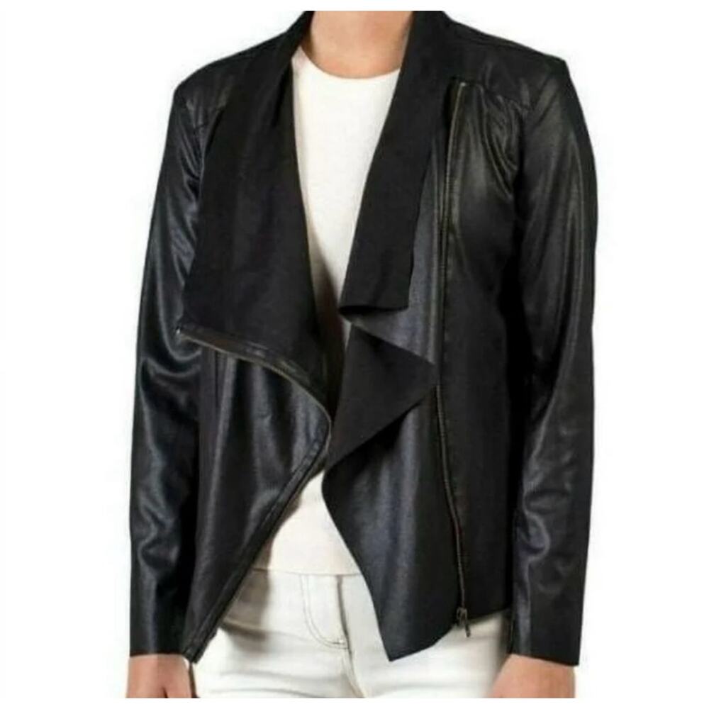 Anthropologie MOTE Lightweight Faux Leather Moto Jacket Blazer Sz XXL 2X